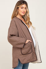 Mocha Reversible Sherpa Maternity Jacket