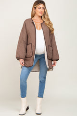 Mocha Reversible Sherpa Maternity Jacket