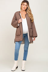 Mocha Reversible Sherpa Maternity Jacket