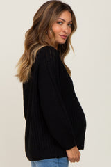 Black Puff Sleeve Maternity Sweater