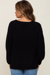 Black Puff Sleeve Maternity Sweater