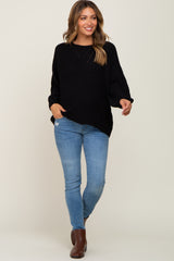 Black Puff Sleeve Maternity Sweater