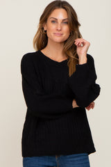 Black Puff Sleeve Maternity Sweater