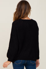 Black Puff Sleeve Sweater