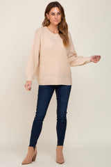 Beige Puff Sleeve Sweater