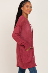 Mauve Oversized Textured Knit Cardigan