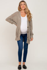 Olive Oversized Textured Knit Maternity Cardigan