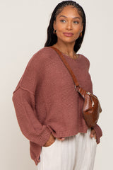 Rust Knit Dolman Sleeve Maternity Sweater