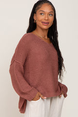 Rust Knit Dolman Sleeve Sweater