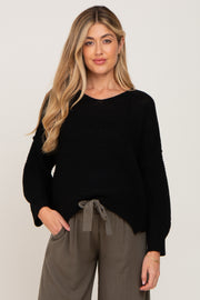 Black Knit Dolman Sleeve Maternity Sweater