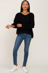 Black Knit Dolman Sleeve Sweater