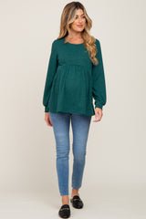 Forest Green Knit Ribbed Babydoll Maternity Top