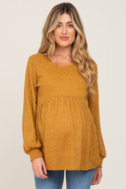 Yellow Knit Ribbed Babydoll Maternity Top