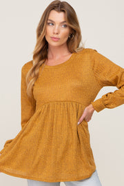 Yellow Knit Ribbed Babydoll Top