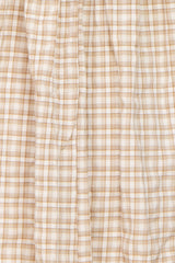 Light Brown Plaid Puff Sleeve Maternity Dress