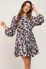 Black Floral Maternity Mini Dress