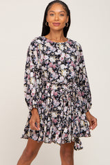 Black Floral Maternity Mini Dress