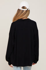 Black Oversized Button Down Maternity Blouse