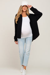 Black Oversized Button Down Maternity Blouse