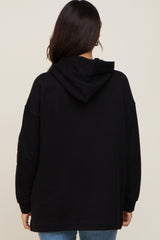 Black Button Front Hooded Maternity Top