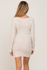 Cream Knit Knotted Front Maternity Sweater Dress