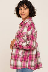 Pink Plaid Shirt Jacket