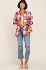 Pink Plaid Shirt Jacket