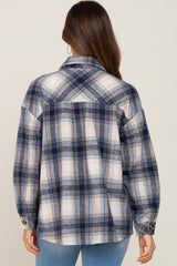 Blue Plaid Maternity Shirt Jacket