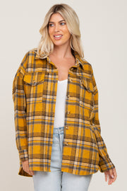 Mustard Plaid Shirt Jacket