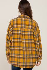 Mustard Plaid Maternity Shirt Jacket