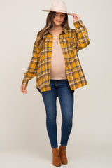 Mustard Plaid Maternity Shirt Jacket