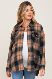 Black Plaid Maternity Shirt Jacket