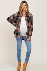 Black Plaid Maternity Shirt Jacket