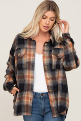 Black Plaid Maternity Shirt Jacket