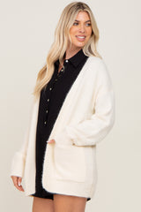 Ivory Fuzzy Front Pocket Cardigan