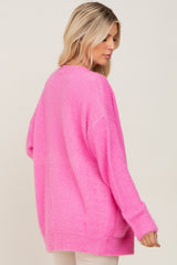 Fuchsia Fuzzy Front Pocket Cardigan