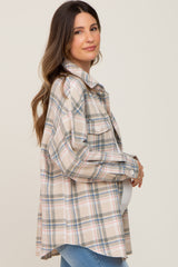 Taupe Plaid Maternity Shirt Jacket