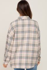 Taupe Plaid Maternity Shirt Jacket