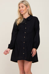 Black Button Down Maternity Mini Dress