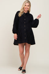 Black Button Down Maternity Mini Dress