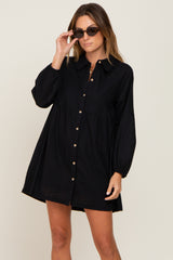 Black Button Down Mini Dress