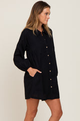 Black Button Down Mini Dress