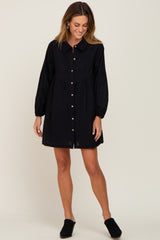 Black Button Down Mini Dress