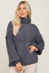 Charcoal Soft Chenille Turtle Neck Maternity Sweater