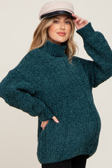 Forest Green Soft Chenille Turtle Neck Maternity Sweater