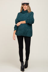 Forest Green Soft Chenille Turtle Neck Maternity Sweater