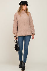 Taupe Soft Chenille Turtle Neck Sweater