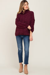 Burgundy Soft Chenille Turtle Neck Maternity Sweater