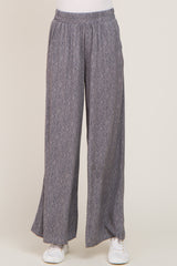 Grey Printed Wide Leg Pants