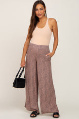 Mocha Printed Wide Leg Maternity Pants